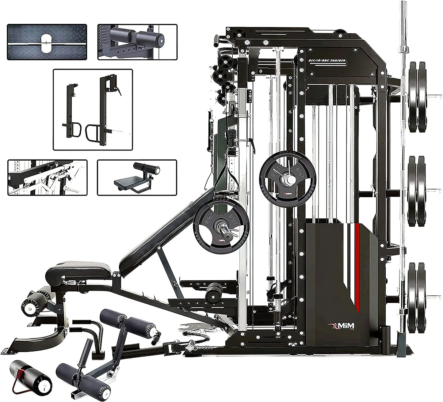 Hercules Ex, Commercial Smith Machine & Functional Trainer, All-In-One Gym Trainer W/ 400 Lbs. Weight Stack & 24 Attachments