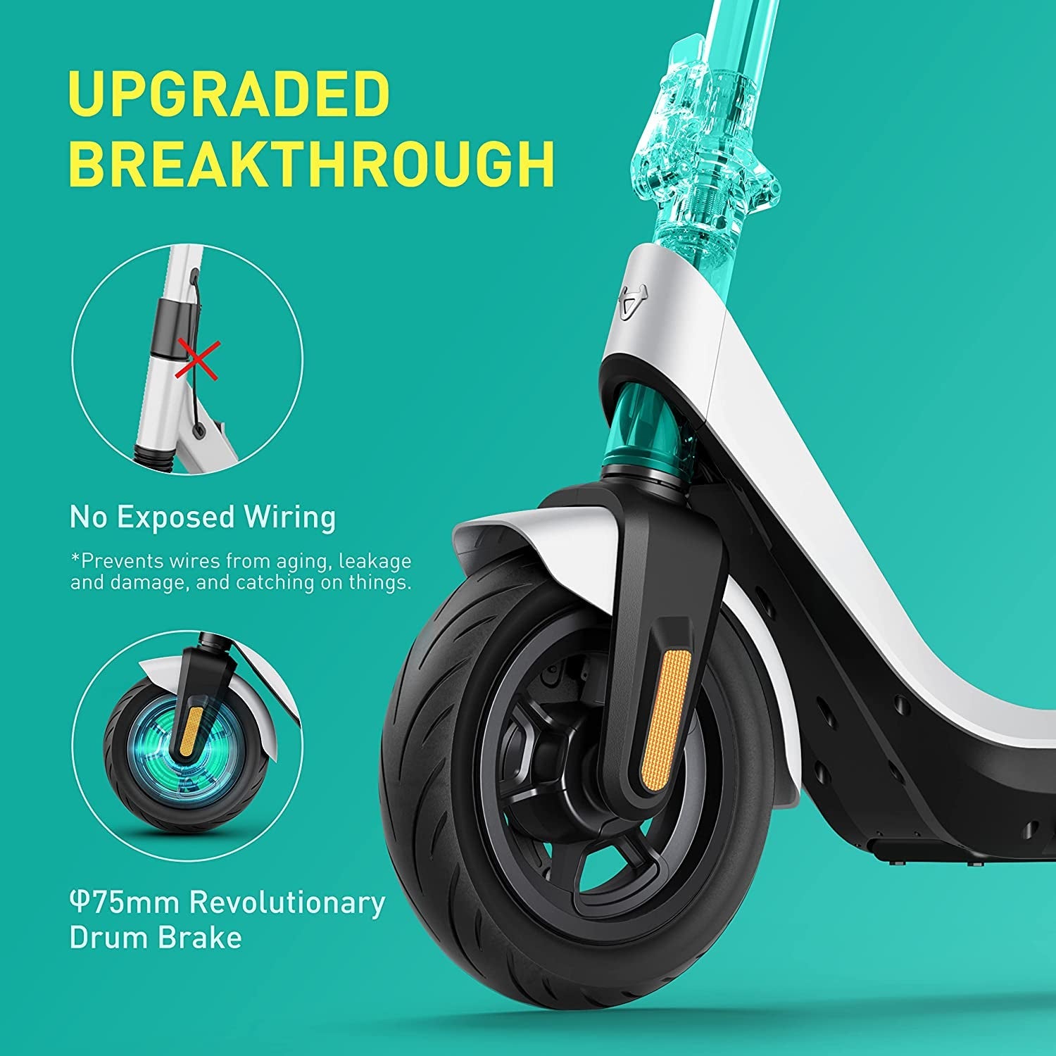 NIU Electric Scooter for Adults - 300W Power, 25 Miles Long-Range, Max 17.4MPH, 10'' Tubeless Fat Tire, Dual Brakes, W. Capacity 250Lbs, Portable Folding Commuting E-Scooter, UL Certified(Kqi2 Pro)