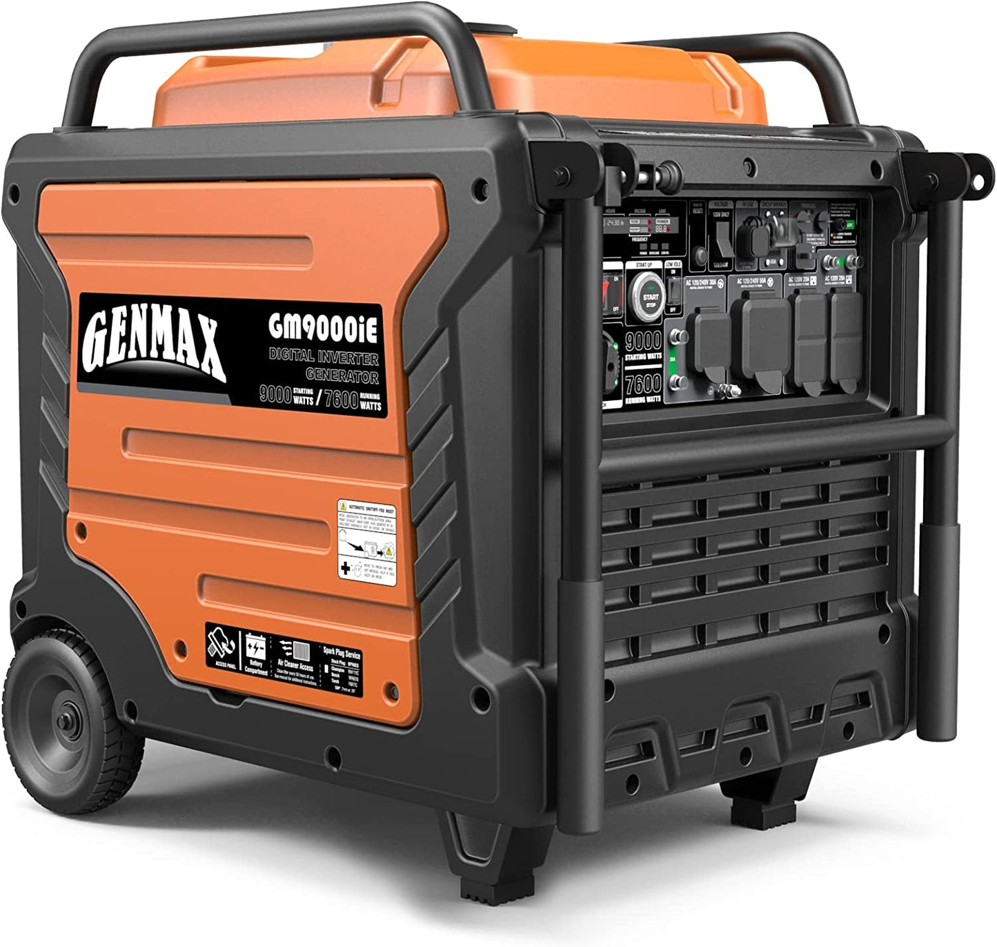 Portable Inverter Generator, 9000W Super Quiet Gas Powered Engine with Parallel Capability, Remote/Electric Start, Digital Display,Epa Compliant，Co Alarm Ideal for Home Backup Power (Gm9000Ie)