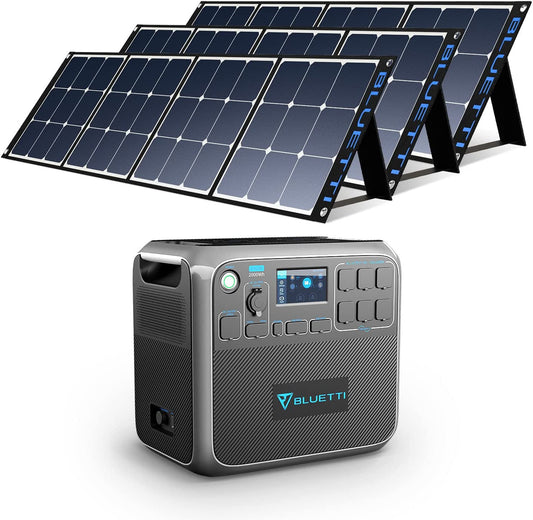 AC200P Portable Power Station with Solar Panel Included 2000W Solar Generator Kit with 3Pcs 200W Foldable Solar Panel, 6 120V AC Outlet Lithium Battery Backup for Home Use Outdoor Camping Van