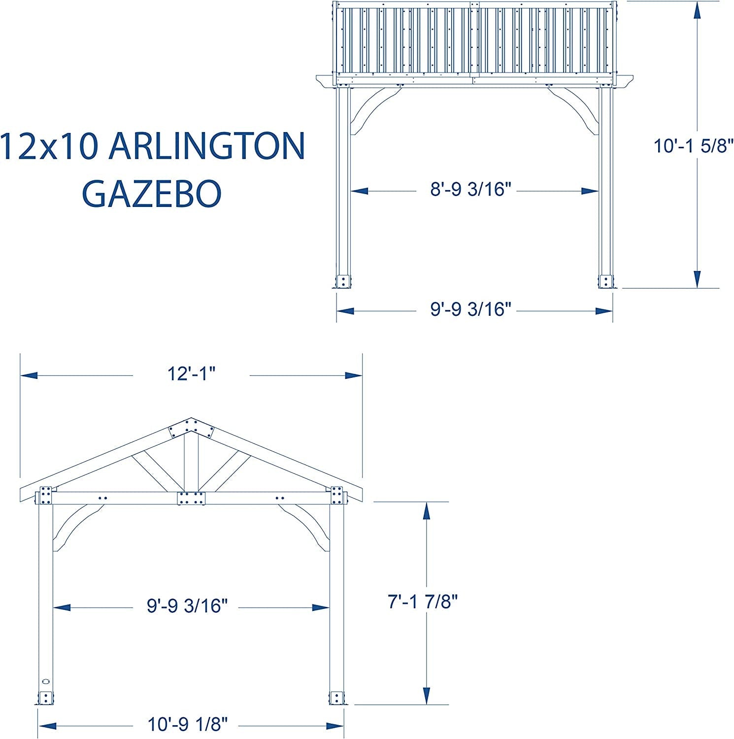 Arlington 12X10 All Cedar Gazebo, Walnut, Insulated Steel Roof, Water Resistant, Wind Resistant up to 100 MPH, Withstand 6,391 Lbs of Snow