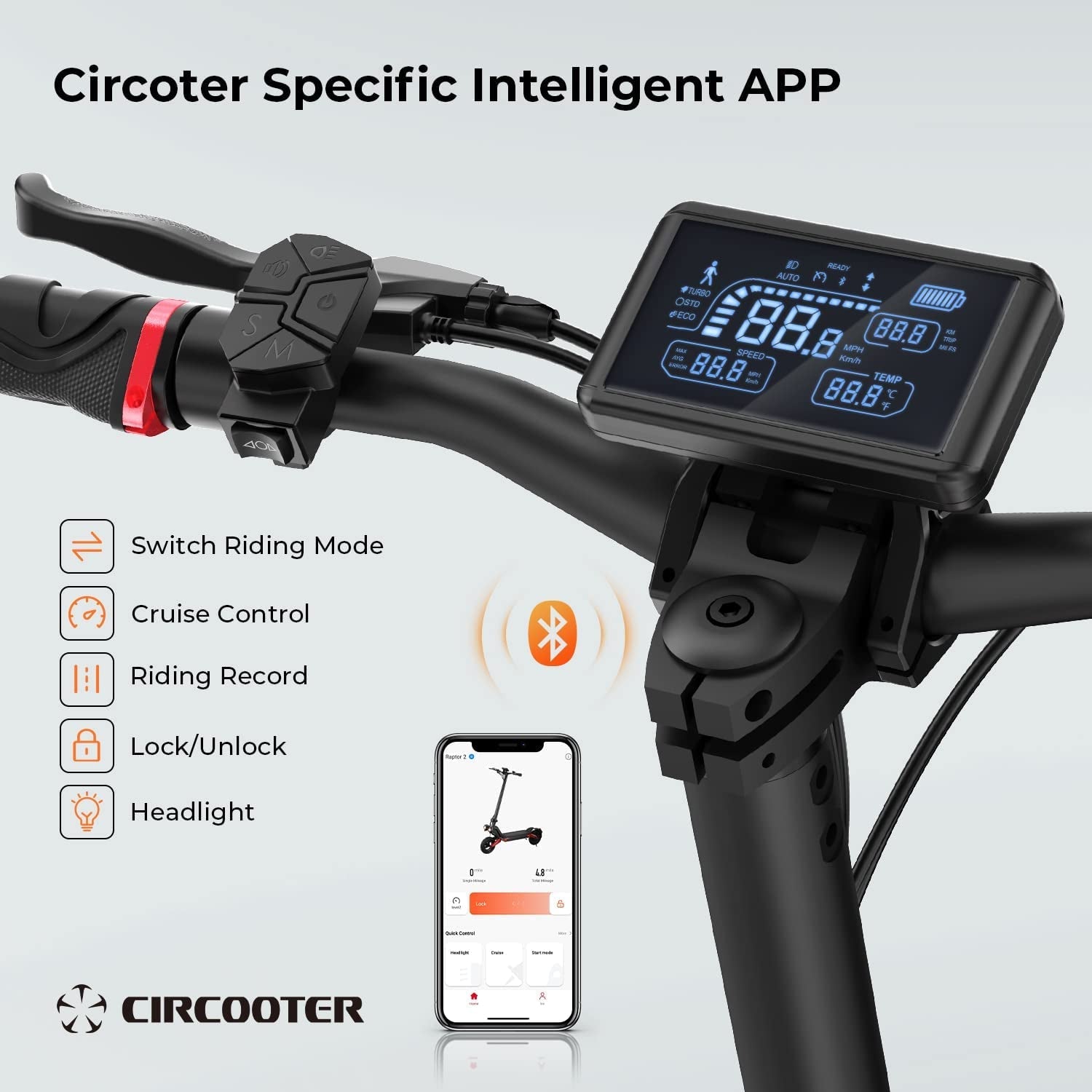 Circooter Electric Scooter Adult with Smart APP, 1600W/800W Motor, 28 Mph Top Speed, 31/25 Miles Range, 10 Inches All Terrain Tires off Road E Scooter UL Certified, Dual Charging Ports & Storage Bag