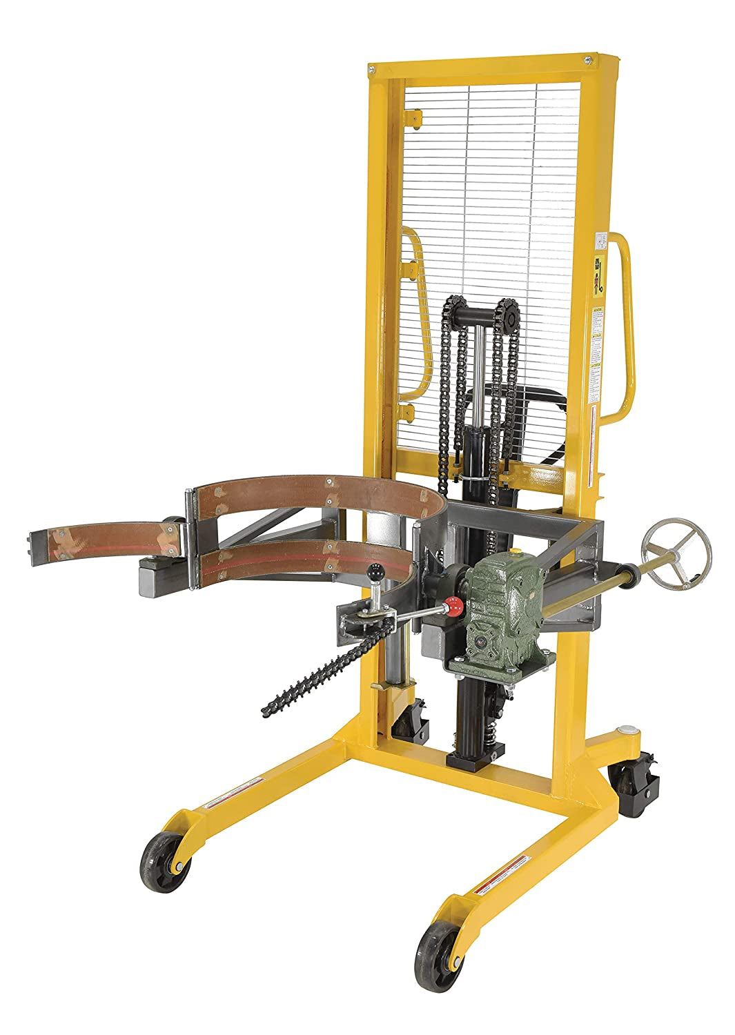 Vestil Drum-Lrt-Ec Drum Lifter/Rotator/Transport with Strap, 44" Length X 82" Height X 40" Width, 550 Lb. Capacity, Yellow