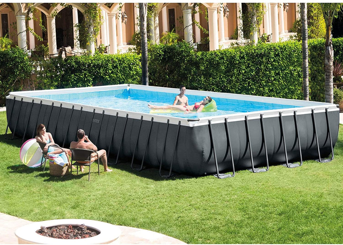 26367EH 24Ft X 12Ft X 52In Ultra XTR Frame Rectangular Swimming Pool Set W/Sand Filter Pump, Ladder, Ground Cloth, Cover and Robot Vacuum