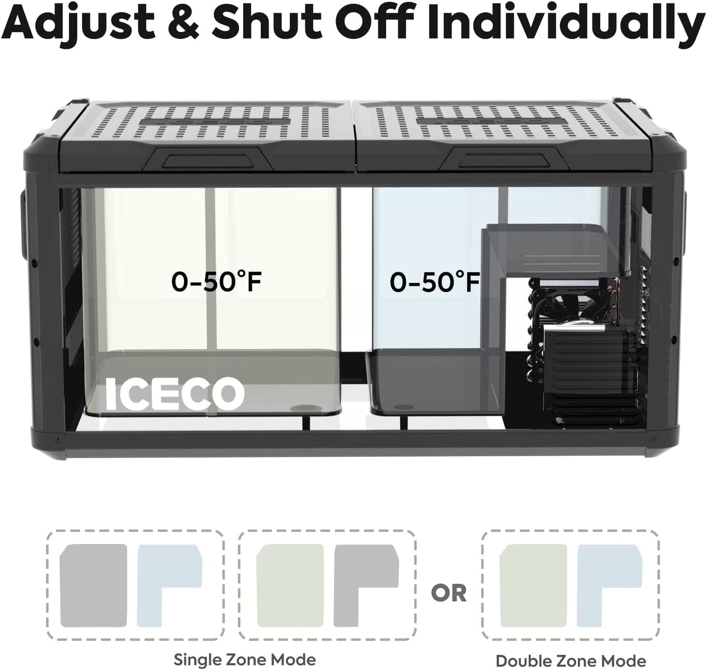 VL90 Prod Portable Refrigerator, Multi-Directional Lid, Dual USB & DC 12/24V, AC 110-240V, 90L DUAL Zone Steel Compact Refrigerator Powered by SECOP, 0℉ to 50℉, Home & Car Use [Upgrade, 95 Quarts]