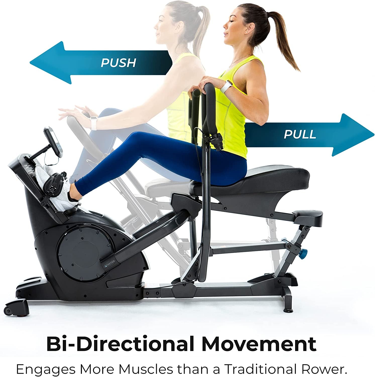 Power10 Rower with 2-Way Magnetic Resistance Elliptical Motion – Indoor Rowing Machine W/Bluetooth HRM,  Move App- Free Classes & Coaching