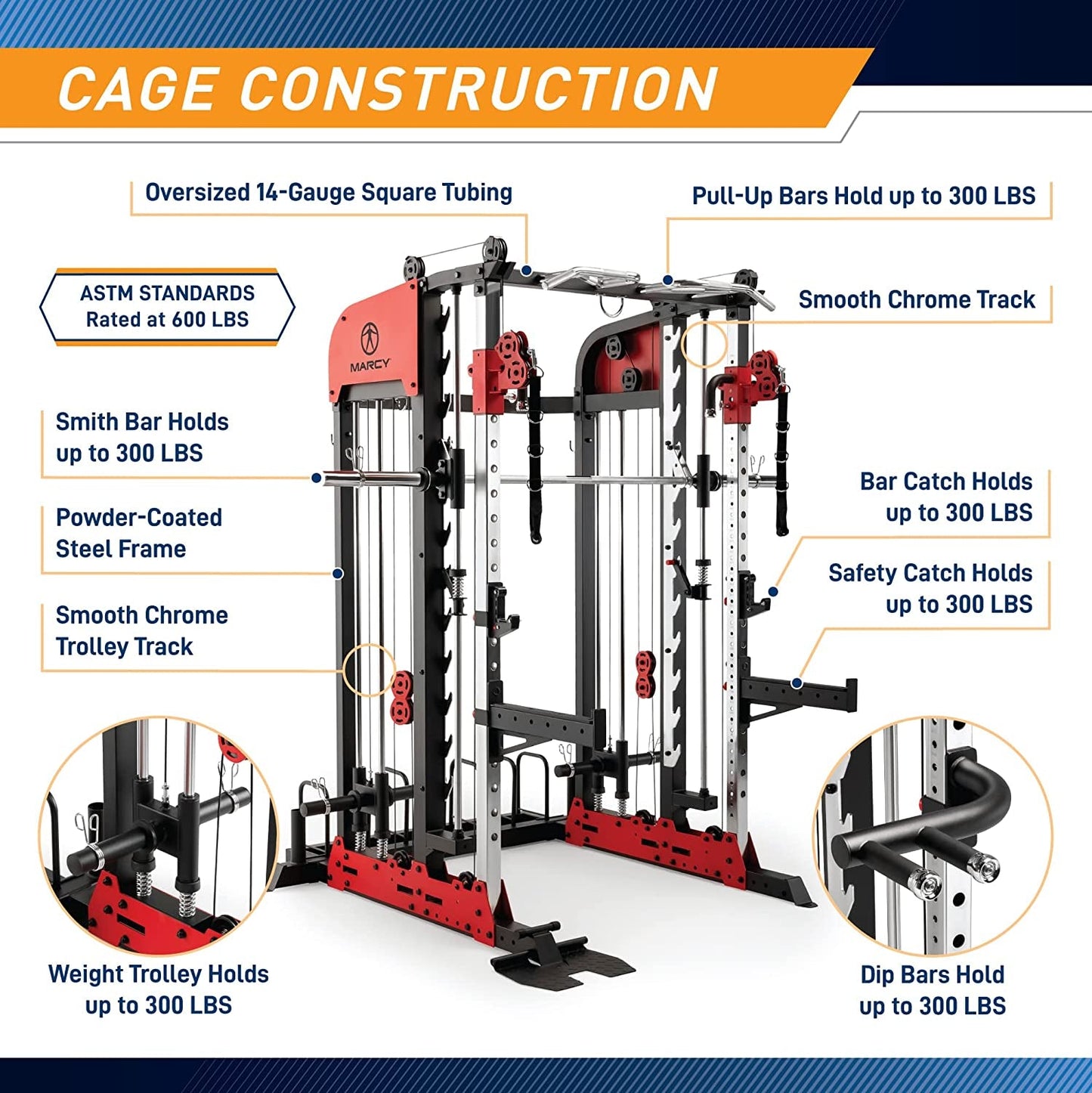 Marcy Pro Deluxe Smith Cage Home Gym System for Weight Training SM-7553