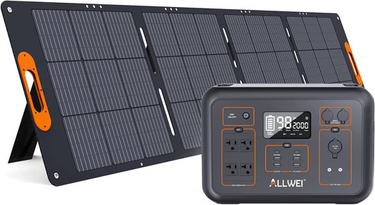 Solar Generator 2000W(Peak 4000W) with 1* 200W Solar Panel, 2131Wh Portable Power Station, 6 PD100W USB, 4 AC Outlet, Outdoor Solar Power Generator for Camping RV Van Home Power Outage off Grid