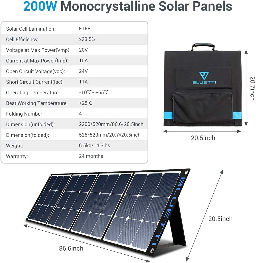 AC200P Portable Power Station with Solar Panel Included 2000W Solar Generator Kit with 3Pcs 200W Foldable Solar Panel, 6 120V AC Outlet Lithium Battery Backup for Home Use Outdoor Camping Van