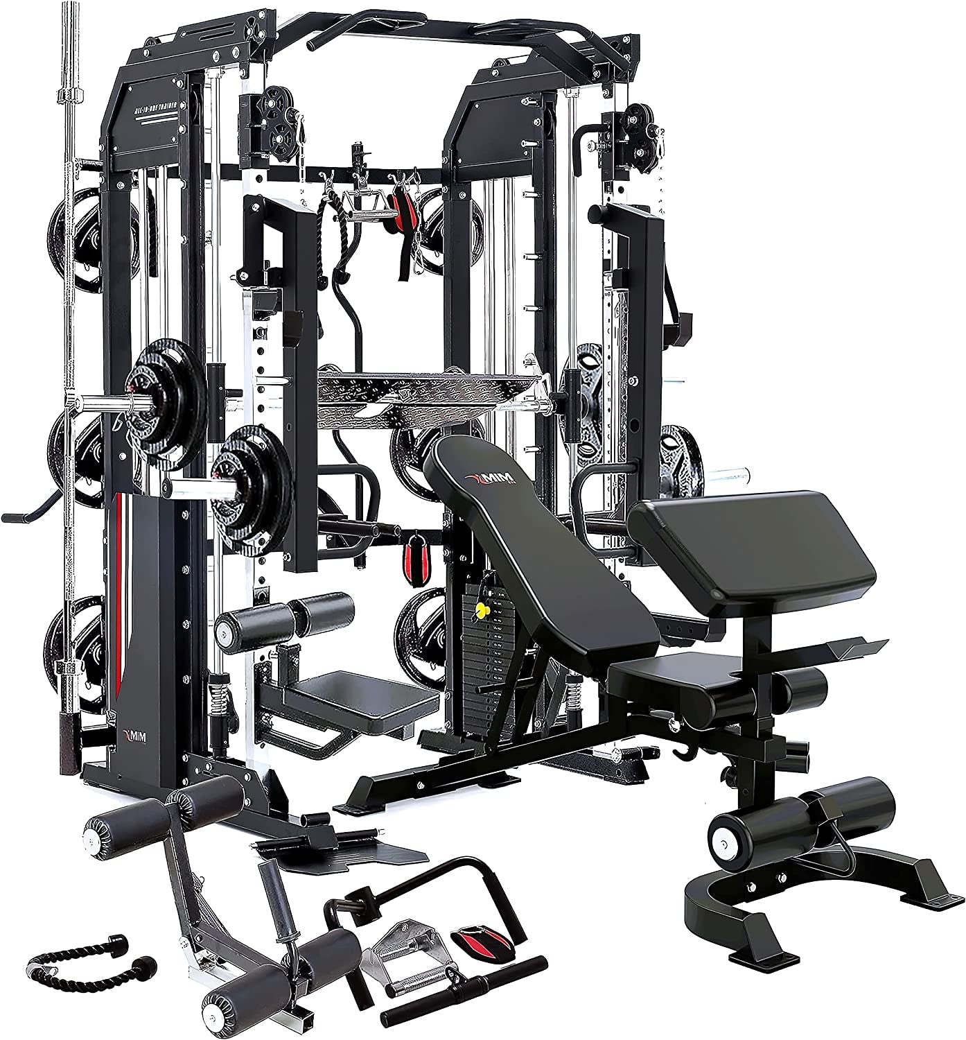 Hercules Ex, Commercial Smith Machine & Functional Trainer, All-In-One Gym Trainer W/ 400 Lbs. Weight Stack & 24 Attachments