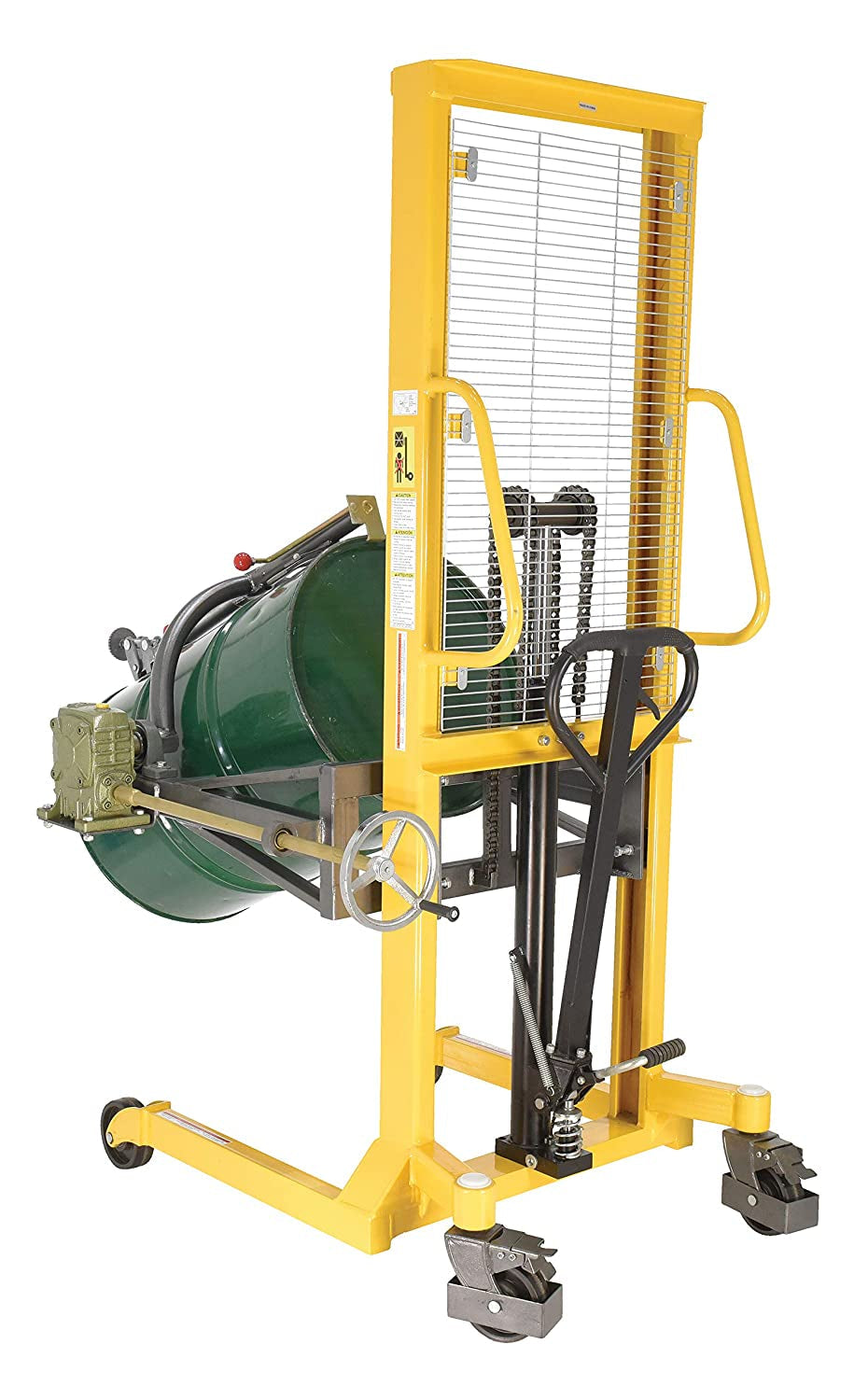 Vestil Drum-Lrt-Esj Drum Lifter/Rotator/Transport Steel Jaw, 44" Length X 78" Height X 40" Width, 550 Lb. Capacity, Yellow