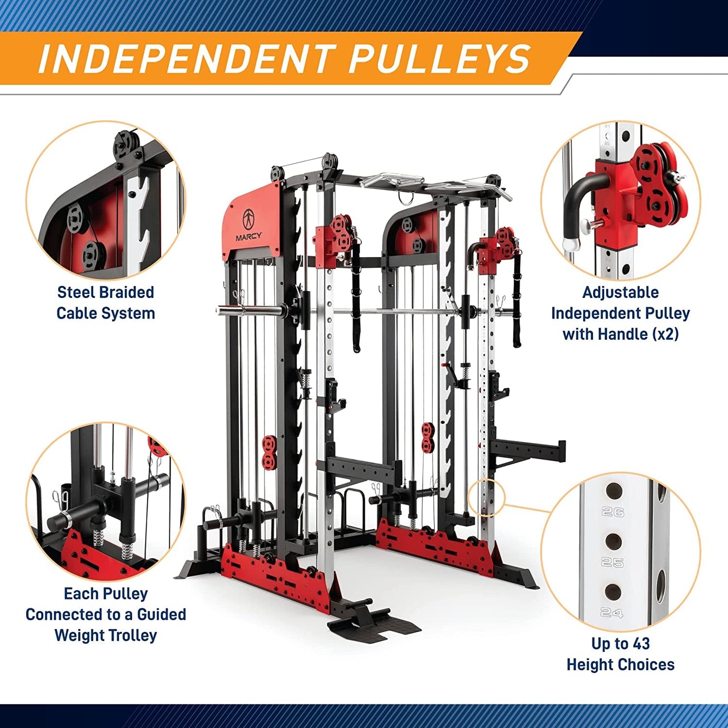 Marcy Pro Deluxe Smith Cage Home Gym System for Weight Training SM-7553