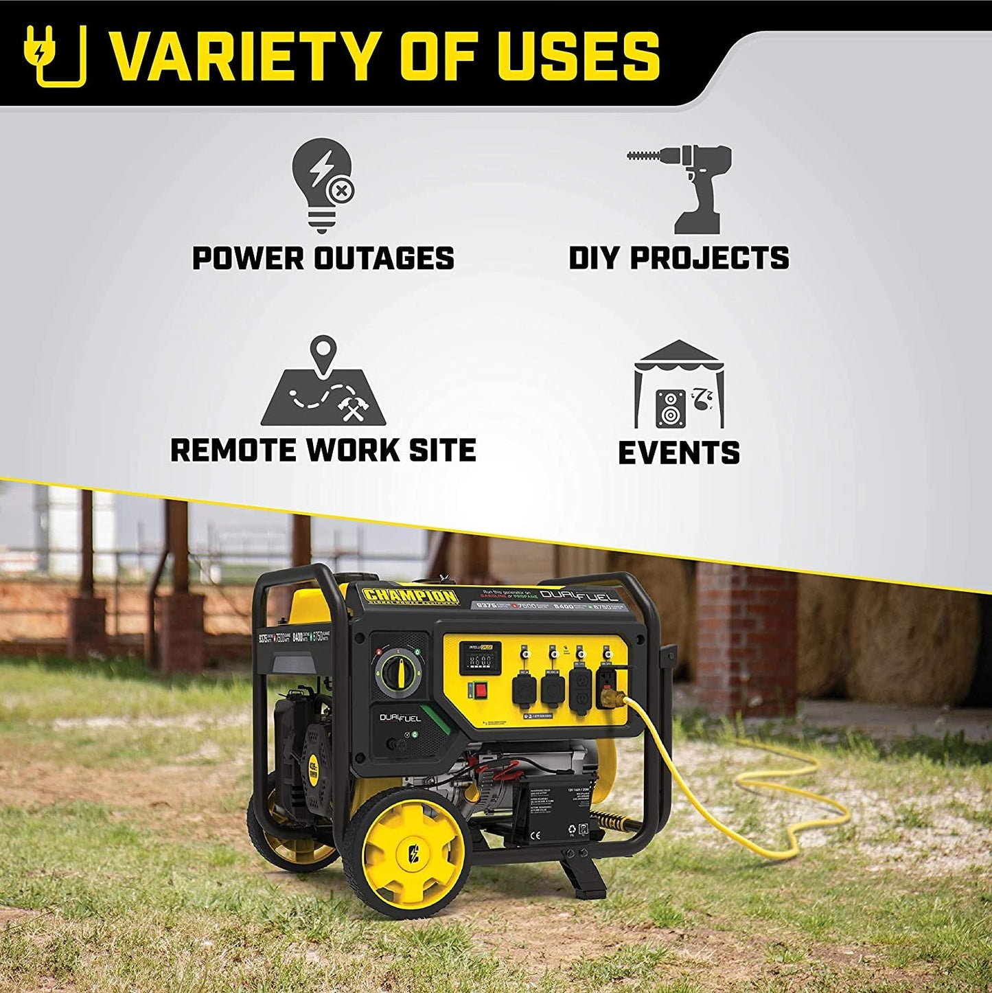 100891 9375/7500-Watt Dual Fuel Portable Generator, Electric Start