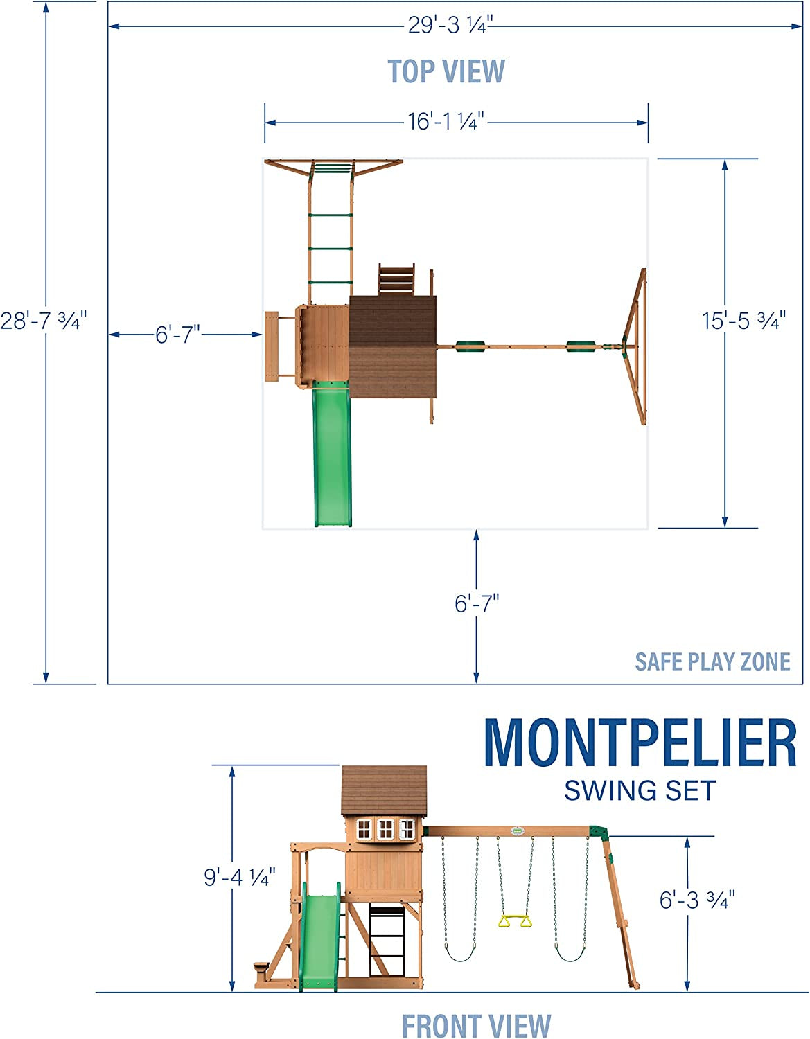 Backyard Discovery Montpelier All Cedar Wood Playset Swing Set