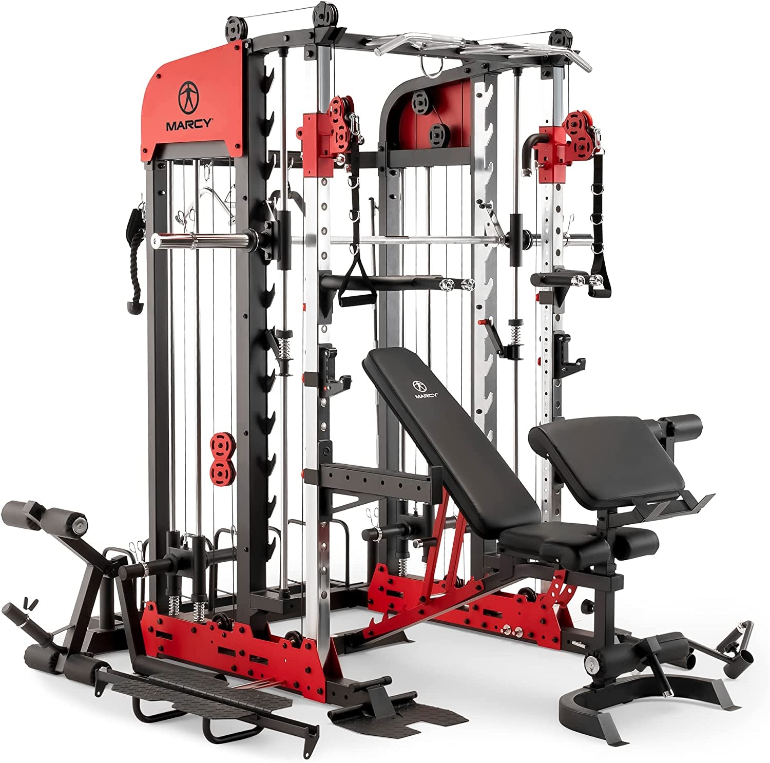 Marcy Pro Deluxe Smith Cage Home Gym System for Weight Training SM-7553