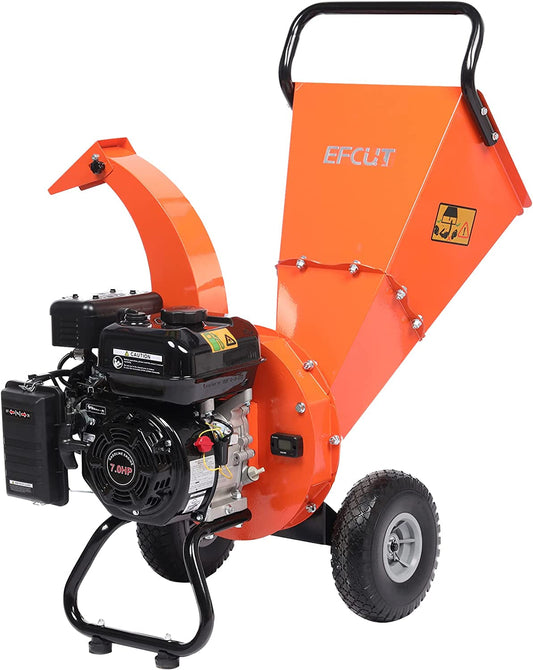 EFCUT C30 Mini Wood Chipper Shredder Mulcher Heavy Duty 7 HP 212Cc Gas Powered Engine 3" Inch Max Wood Diameter Capacity Compact Design