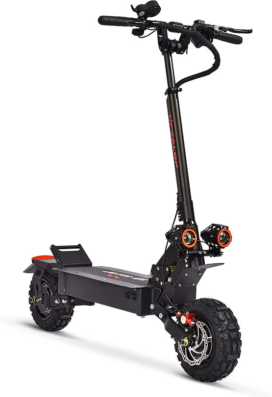 Electric Scooter for Adults - up to 55 Miles Long Range & 45 MPH, 2800W Dual Motor, 11 Inch Thick Off-Road Tires, Dual Suspensions, Foldable Adults Electric Scooter with Dual Oil Brake System