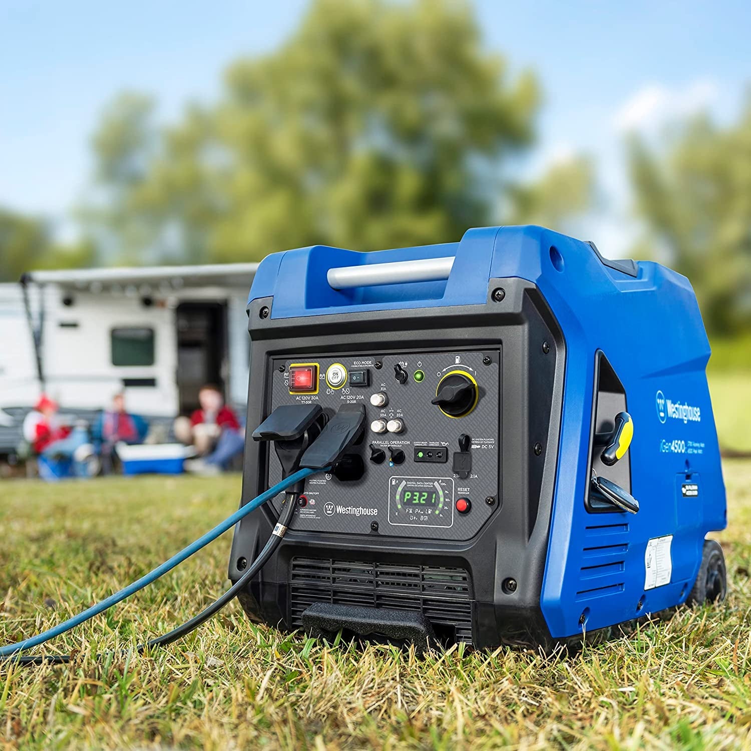 4500 Peak Watt Super Quiet Portable Inverter Generator, Remote Electric Start with Auto Choke, RV Ready 30A Outlet, Gas Powered, CO Sensor, Parallel Capable