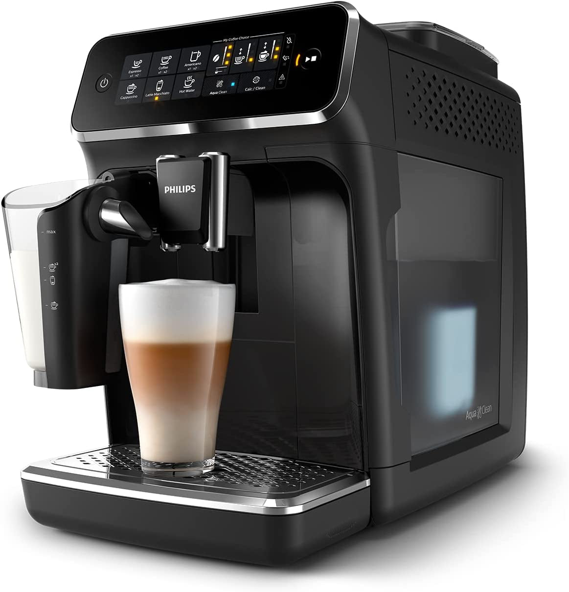 PHILIPS 3200 Series Fully Automatic Espresso Machine - Lattego Milk Frother, 5 Coffee Varieties, Intuitive Touch Display, Black, (EP3241/54)