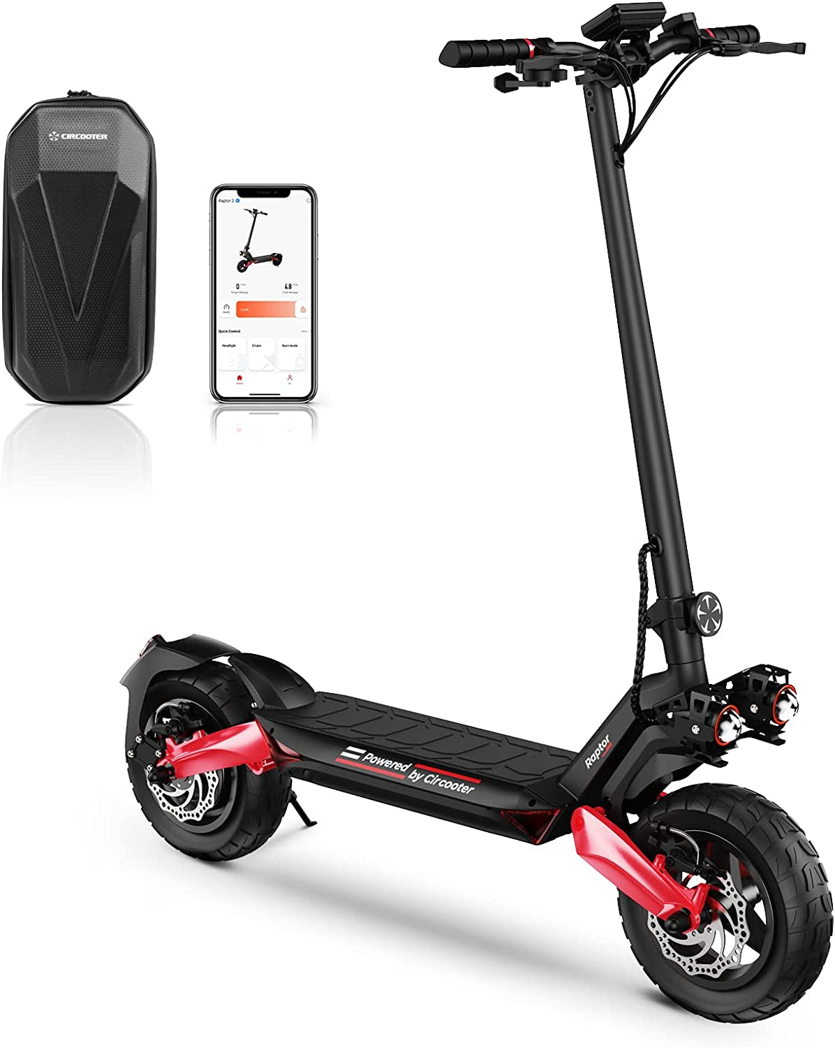 Circooter Electric Scooter Adult with Smart APP, 1600W/800W Motor, 28 Mph Top Speed, 31/25 Miles Range, 10 Inches All Terrain Tires off Road E Scooter UL Certified, Dual Charging Ports & Storage Bag