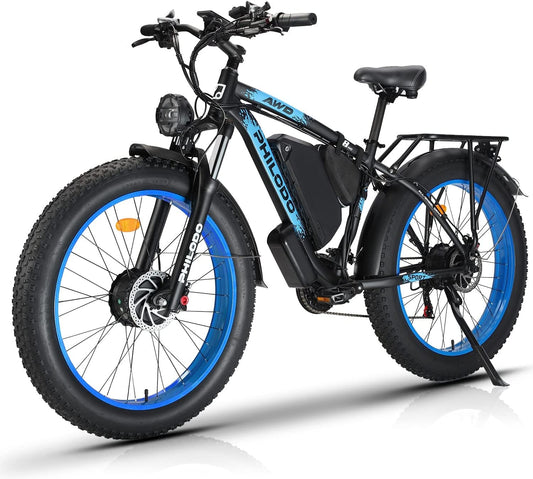 Electric Bike for Adults, 48V 22Ah Fat Tire Ebike Dual Motor AWD 2000W 35MPH Electric Bicycles Shimano 21-Speed with Ignition Lock Hydraulic Disc Brakes…