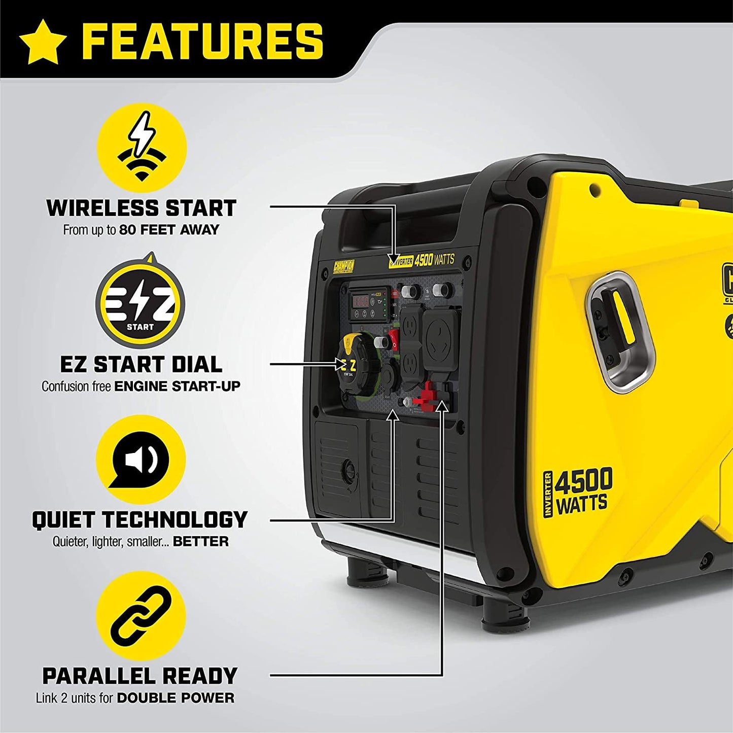 200987 4500-Watt RV Ready Portable Inverter Generator, Wireless Remote Start