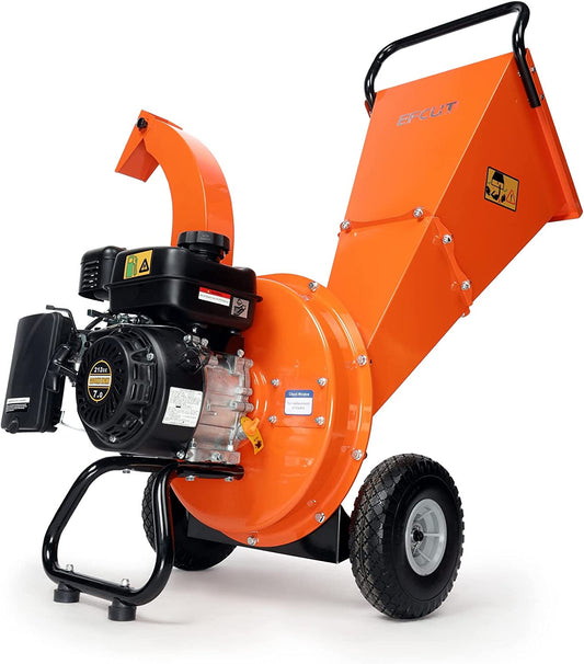 EFCUT C30 Wood Chipper Shredder Mulcher 7 HP 212Cc Heavy Duty Rotor Engine Gas Powered 3 Inch Max Wood Diameter Capacity 20:1 Reduction Ratio