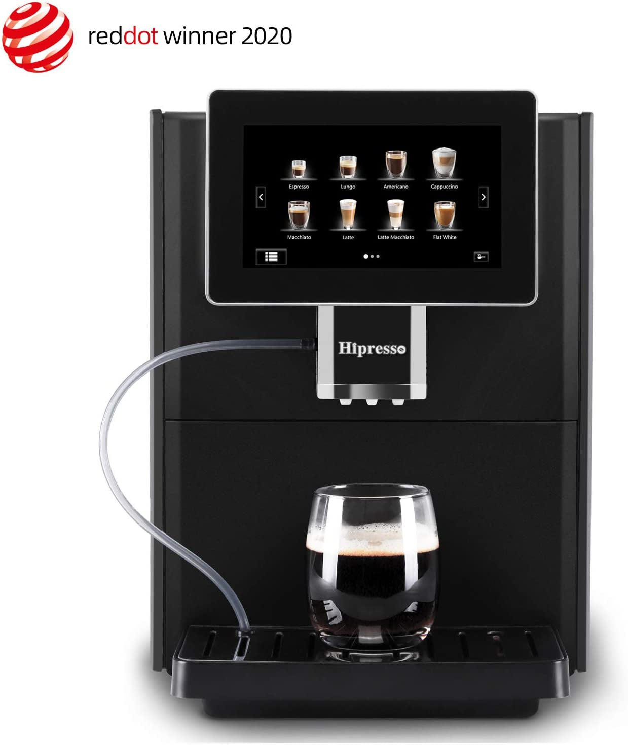 Hipresso Super-Automatic Espresso Coffee Machine with Large 7 Inches HD TFT Display for Brewing Americano,Cappuccino, Latte, Macchiato,Flat White, Espresso Drinks