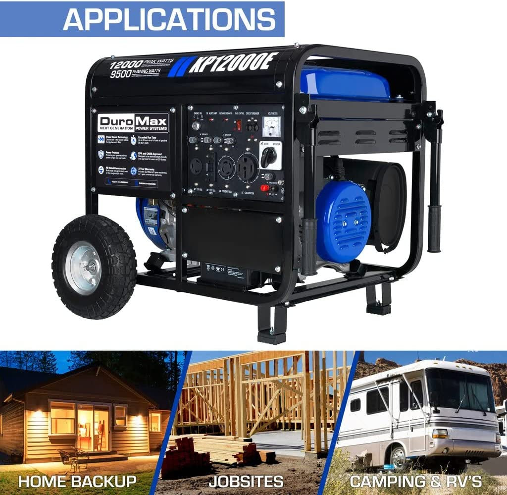 Gas Powered Portable 12000 Watt-Electric Start-Home Back up & RV Ready, 50 State Approved Generator