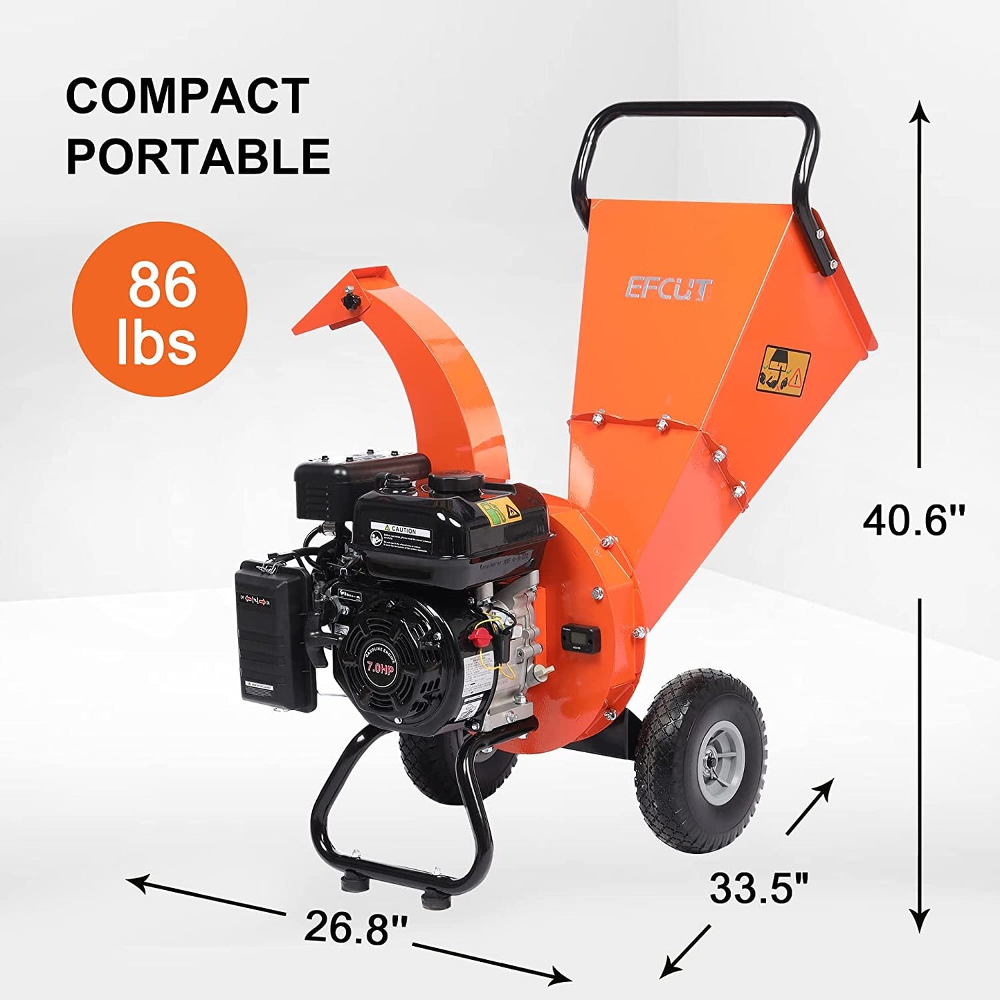 EFCUT C30 Mini Wood Chipper Shredder Mulcher Heavy Duty 7 HP 212Cc Gas Powered Engine 3" Inch Max Wood Diameter Capacity Compact Design