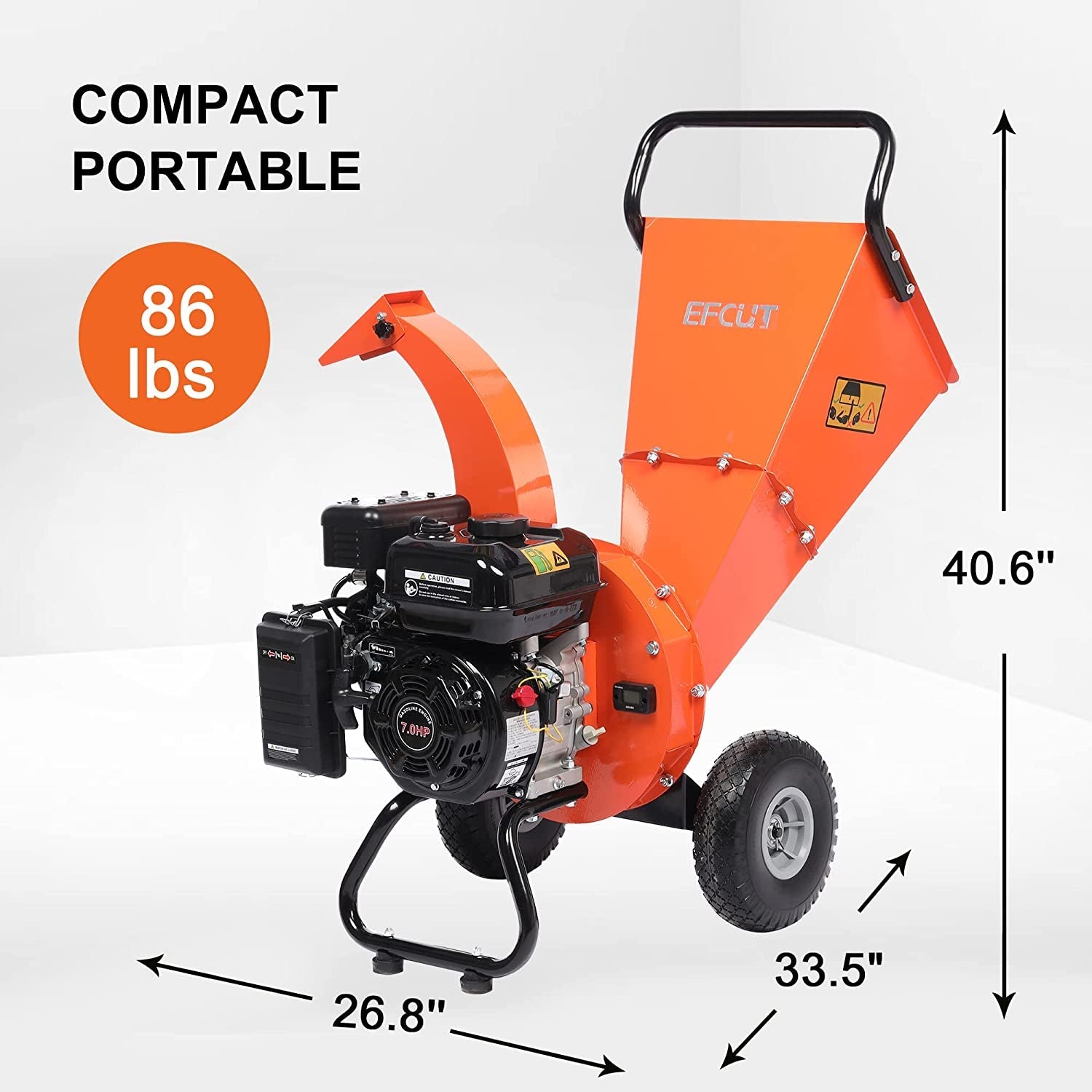 EFCUT C30 Mini Wood Chipper Shredder Mulcher Heavy Duty 7 HP 212Cc Gas Powered Engine 3" Inch Max Wood Diameter Capacity Compact Design