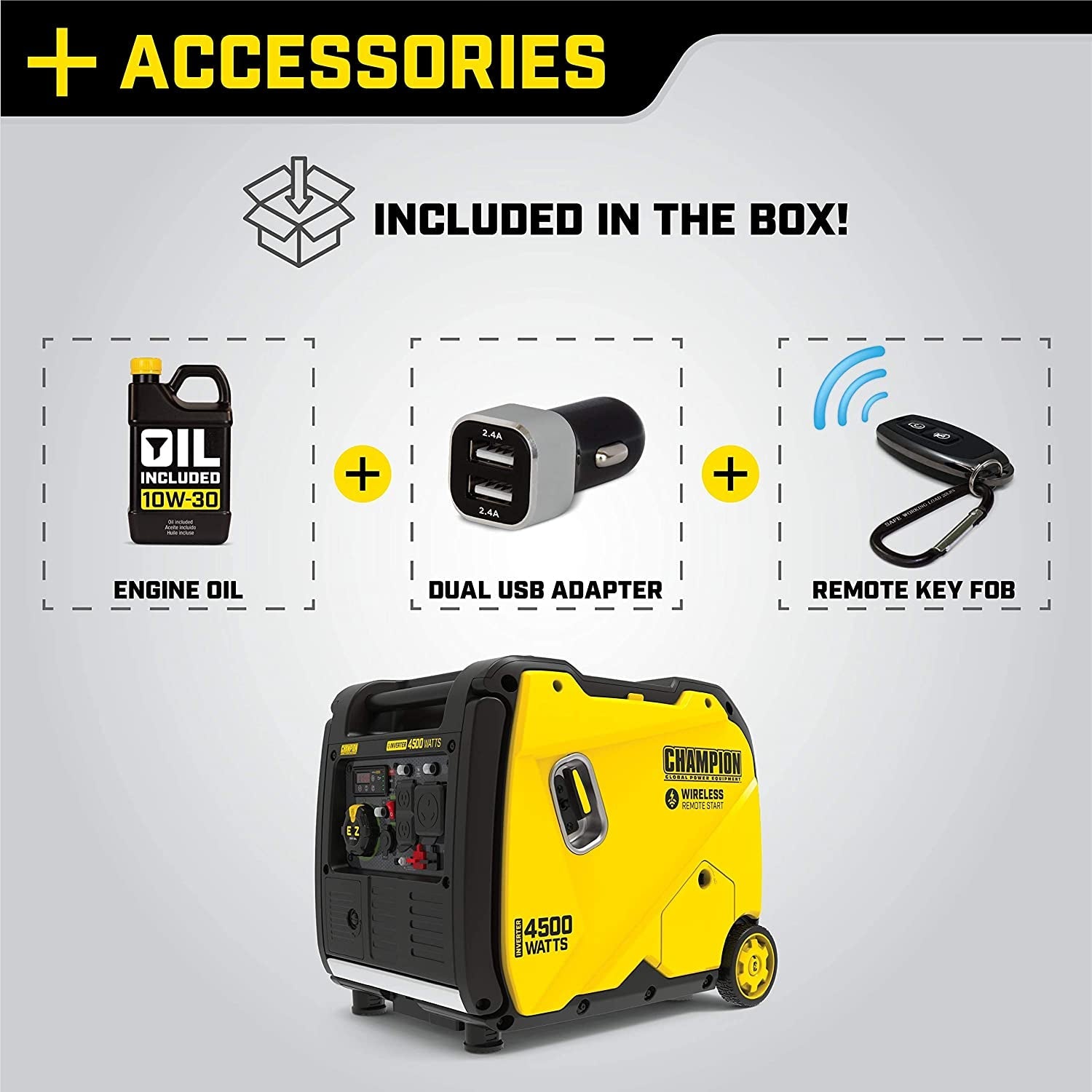 200987 4500-Watt RV Ready Portable Inverter Generator, Wireless Remote Start