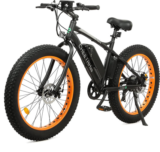 ECOTRIC Cheetah Electric Bike 26" X 4" Fat Tire Bicycle 500W 36V 12.5AH Battery Ebike Beach Mountain Snow E-Bike Throttle & Pedal Assist for Adults - 90% Pre-Assembled