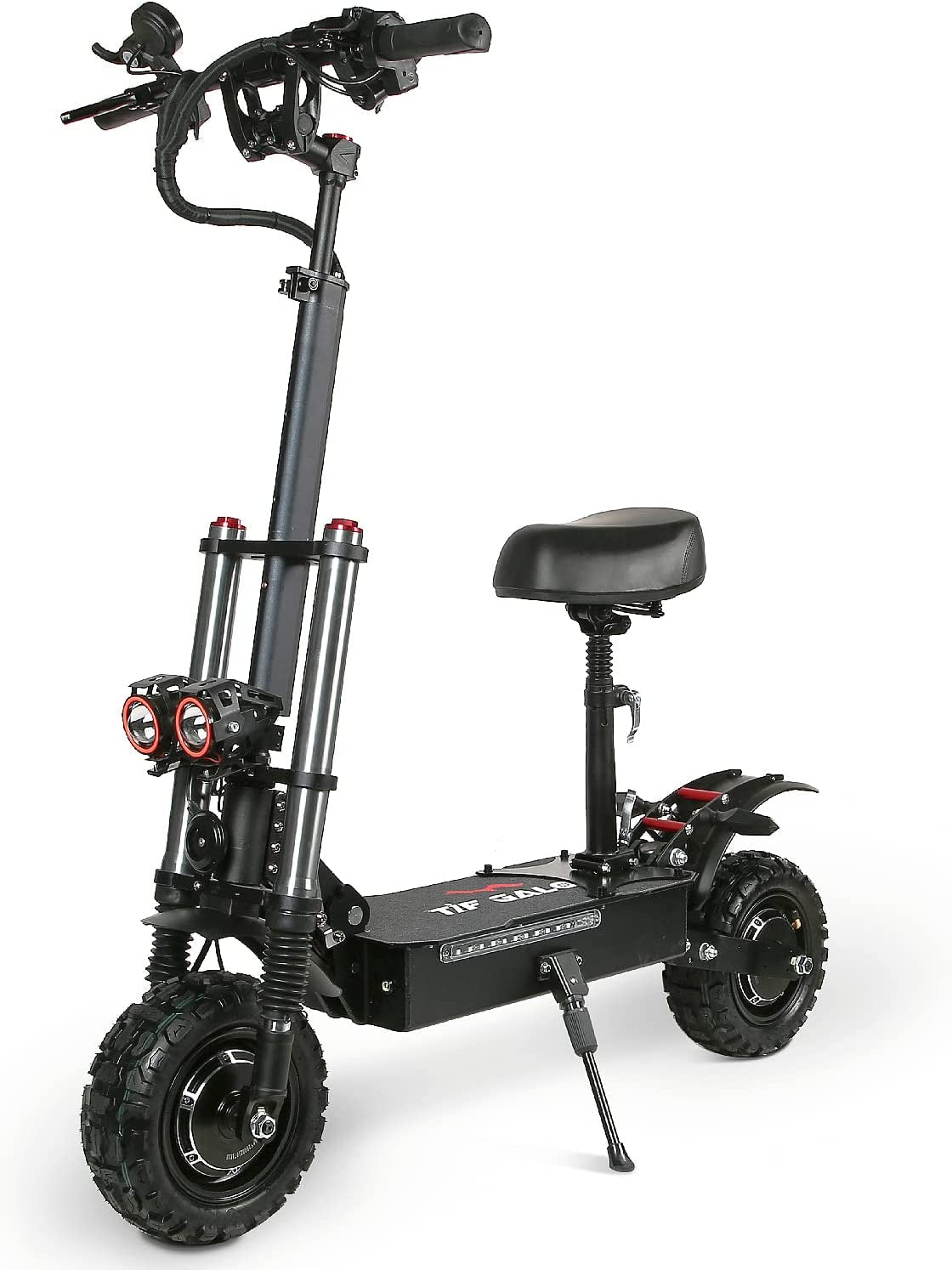 TIFGAOP Electric Scooter High Power Dual Drive 5600W Motor up to 50 MPH and 60 Miles Range 11 Inch Tubeless off Road Tires Electric Scooter for Adults with Detachable Seat