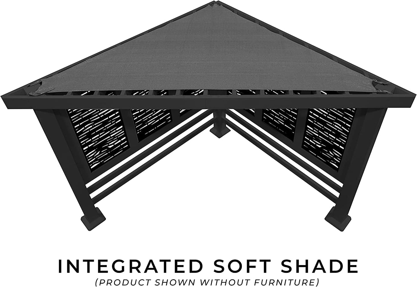 Glendale Modern Steel Cabana Pergola with Conversation Seating in Slate