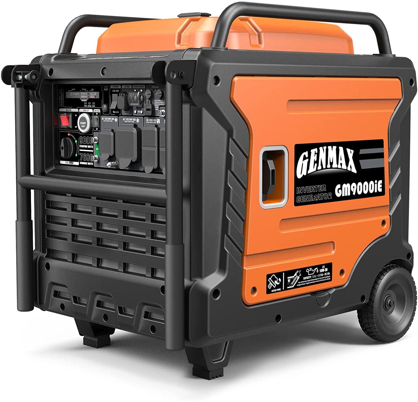 Portable Inverter Generator, 9000W Super Quiet Gas Powered Engine with Parallel Capability, Remote/Electric Start, Digital Display,Epa Compliant，Co Alarm Ideal for Home Backup Power (Gm9000Ie)