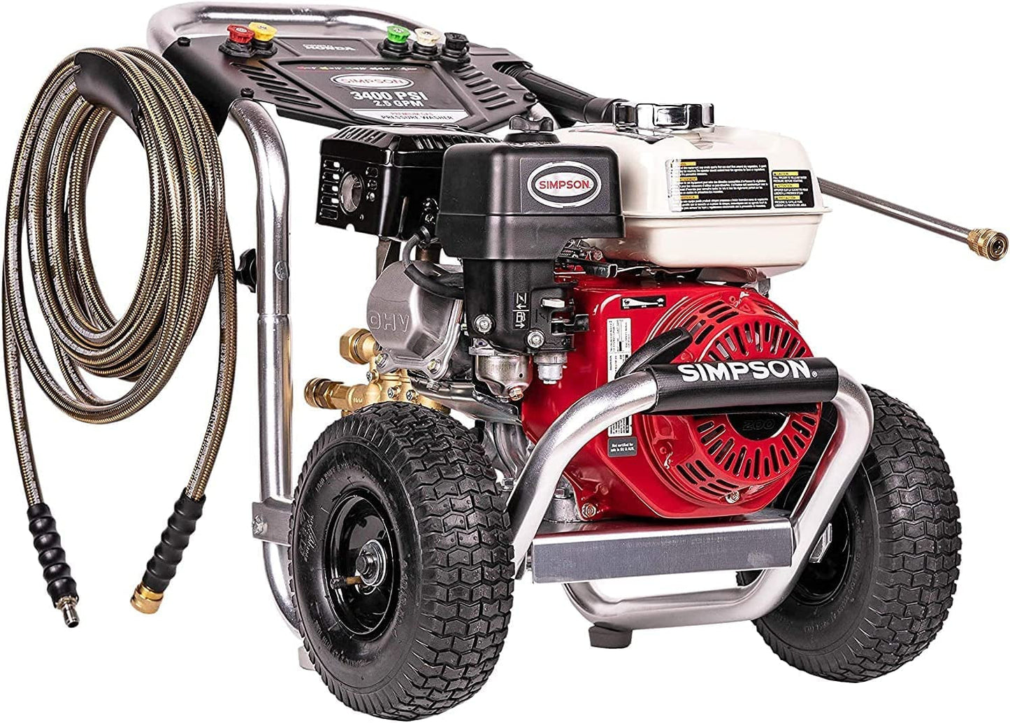 Cleaning ALH3228-S Aluminum Series 3400 PSI Gas Pressure Washer, 2.5 GPM, HONDA GX200 Engine, CAT Triplex Pump, Includes Spray Gun, Extension Wand, 5 QC Nozzle Tips, 5/16" X 25' Monster Hose