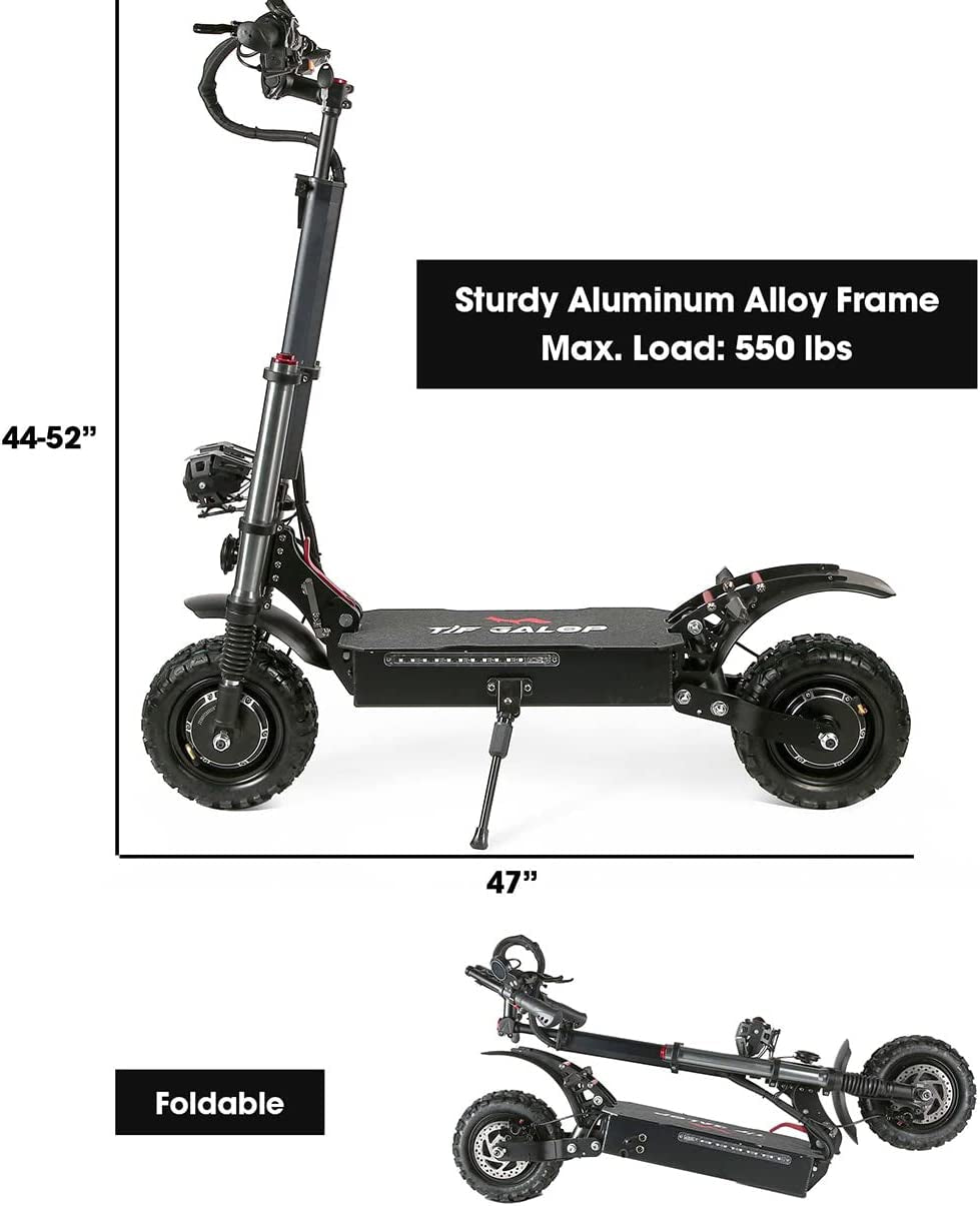 Electric Scooter Adults Max Speed 50 MPH - 60V5600W Dual Motor, Max 50-60 Miles, Long Battery Life 11 Inch Pneumatic Off-Road Tires, Dual Hydraulic Suspensions 550 LBS Load Capacity