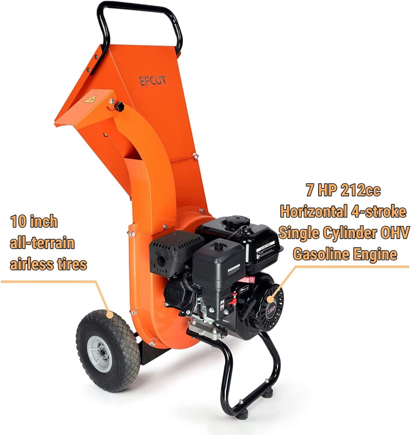 EFCUT C30 Wood Chipper Shredder Mulcher 7 HP 212Cc Heavy Duty Rotor Engine Gas Powered 3 Inch Max Wood Diameter Capacity 20:1 Reduction Ratio