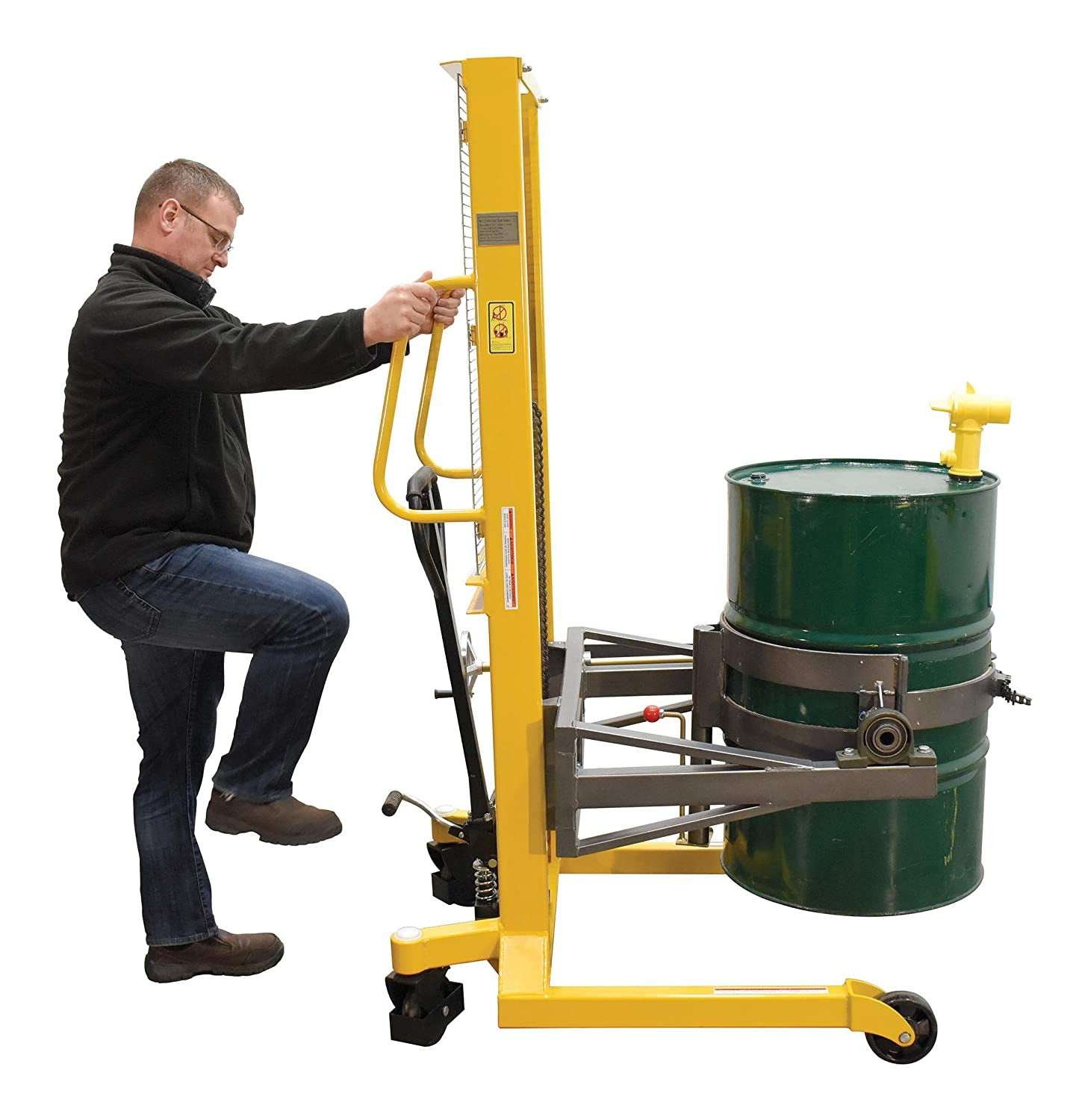 Vestil Drum-Lrt-Ec Drum Lifter/Rotator/Transport with Strap, 44" Length X 82" Height X 40" Width, 550 Lb. Capacity, Yellow