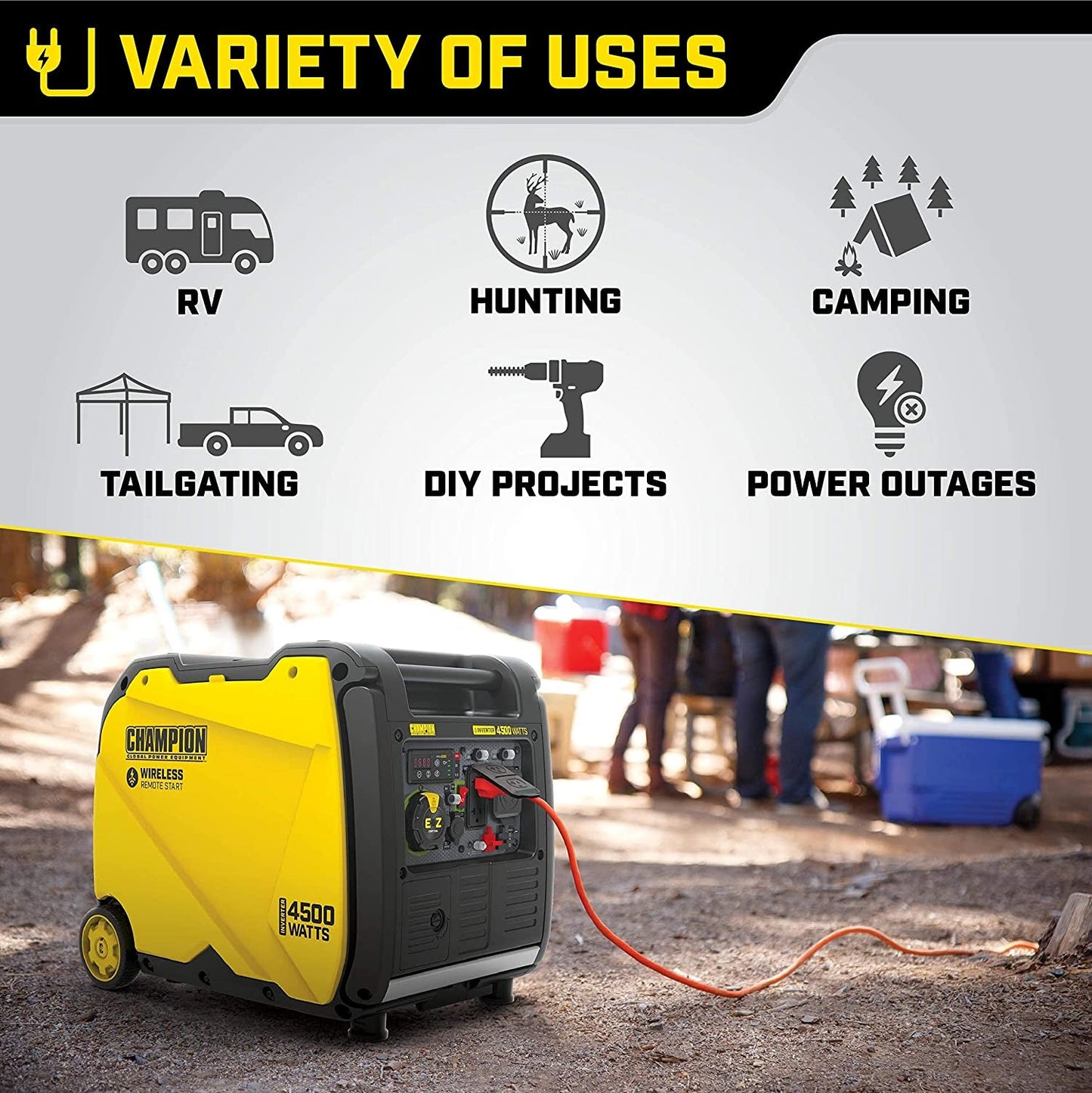 200987 4500-Watt RV Ready Portable Inverter Generator, Wireless Remote Start