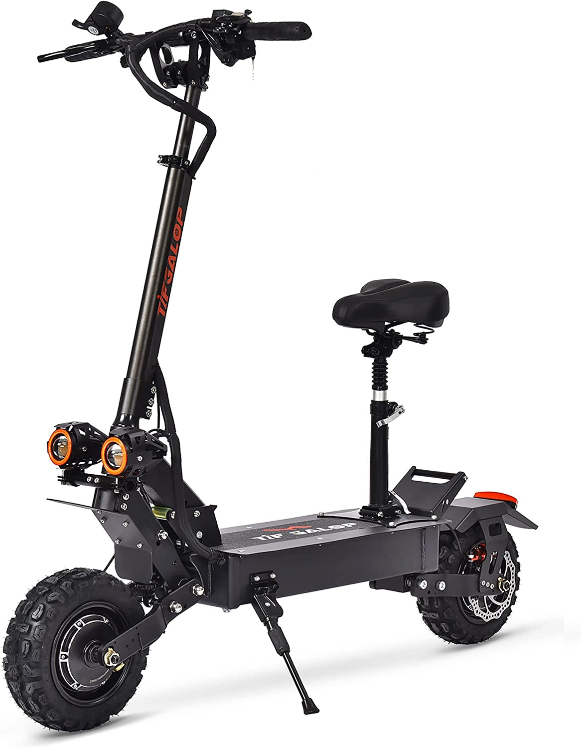 Electric Scooter for Adults - up to 55 Miles Long Range & 45 MPH, 2800W Dual Motor, 11 Inch Thick Off-Road Tires, Dual Suspensions, Foldable Adults Electric Scooter with Dual Oil Brake System