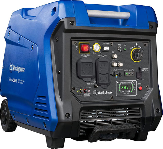 4500 Peak Watt Super Quiet Portable Inverter Generator, Remote Electric Start with Auto Choke, RV Ready 30A Outlet, Gas Powered, CO Sensor, Parallel Capable