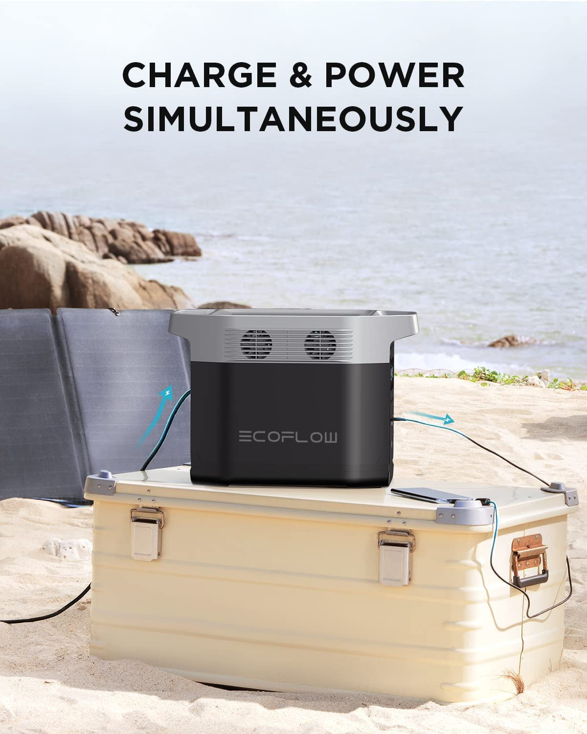 EF ECOFLOW Portable Power Station DELTA 1300, 1260Wh Solar Powered Generator with 6 X 1800W AC Outlets, Solar Generator(Solar Panel Optional) for Outdoor Camping