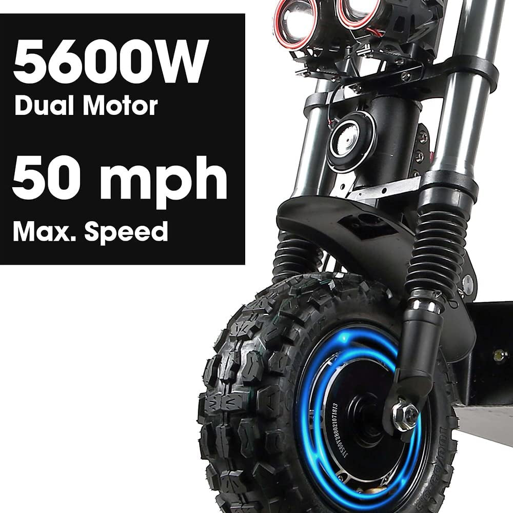 Electric Scooter Adults Max Speed 50 MPH - 60V5600W Dual Motor, Max 50-60 Miles, Long Battery Life 11 Inch Pneumatic Off-Road Tires, Dual Hydraulic Suspensions 550 LBS Load Capacity