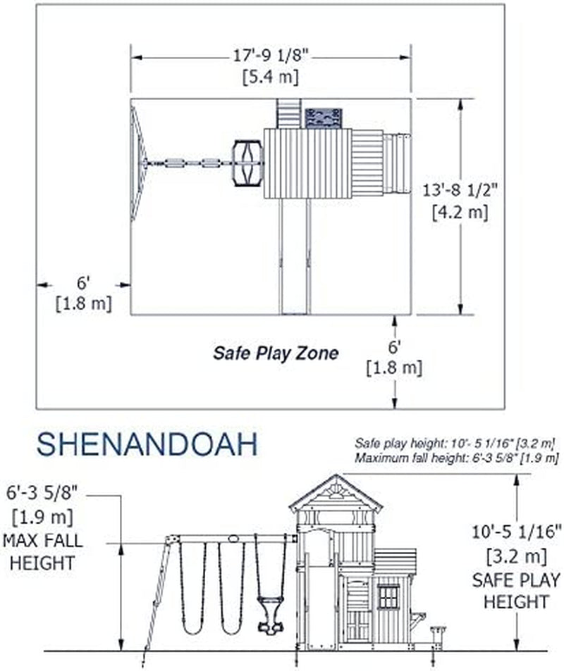 Backyard Discovery Shenandoah All Cedar Wooden Playset Swing Set with 2 Belt Swings, 2 Person Glider, 10 Ft Wave Slide, Covered Upper and Lower Playhouse, Play Kitchen, Rock Wall, Outdoor Bench