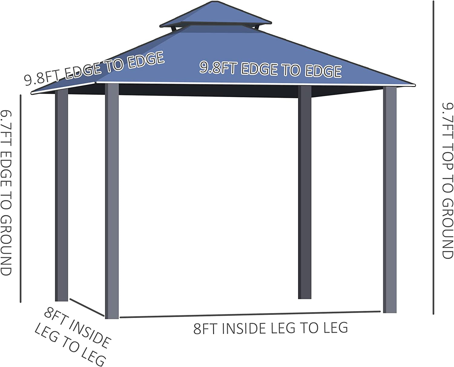 Outsunny 10' X 10' Hardtop Gazebo Canopy with Polycarbonate Double Roof, Aluminum Frame, Permanent Pavilion Outdoor Gazebo with Netting and Curtains for Patio, Garden, Backyard, Deck, Lawn, Gray