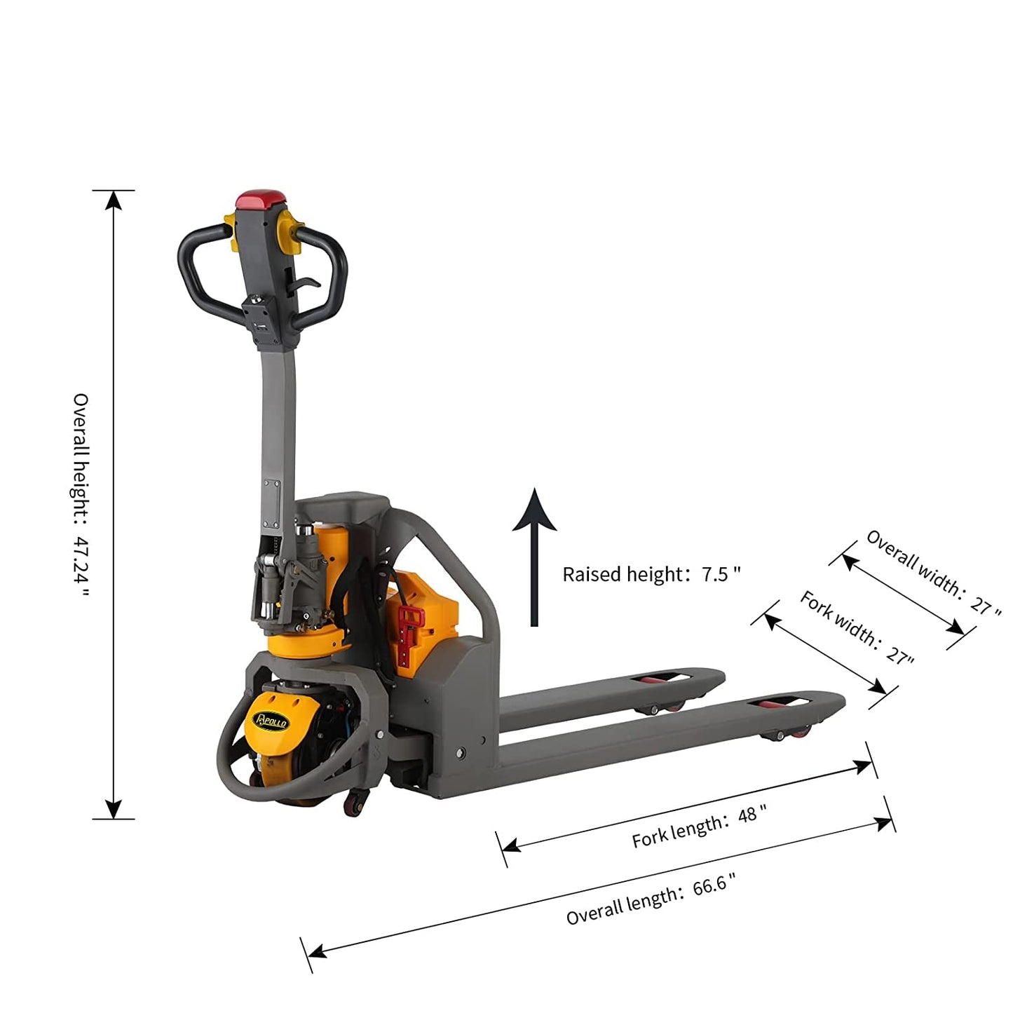 Full Electric Lithium Pallet Jack Trcuk 3300Lbs Capacity 48" X27" A-1018 and S-1002 Extra Lithium Battery