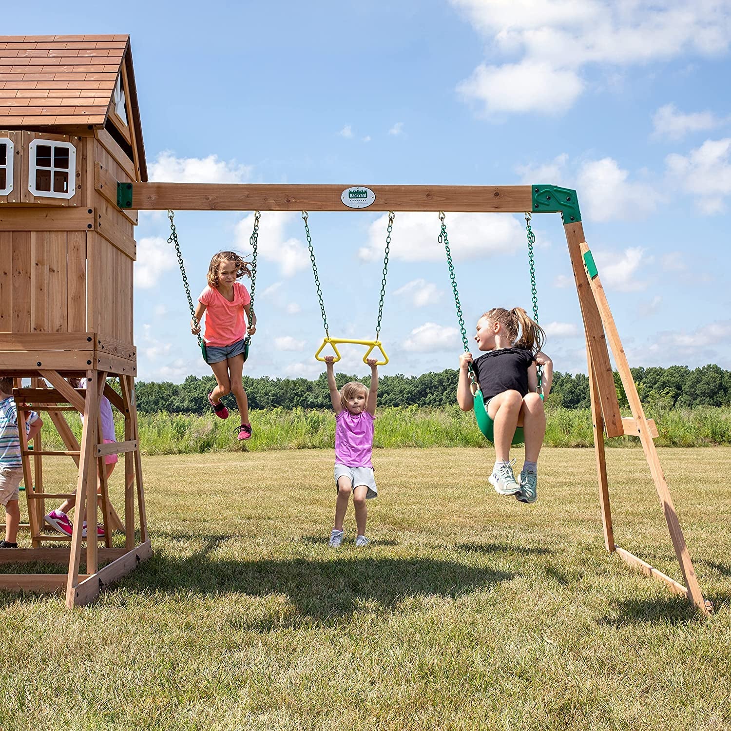 Backyard Discovery Montpelier All Cedar Wood Playset Swing Set