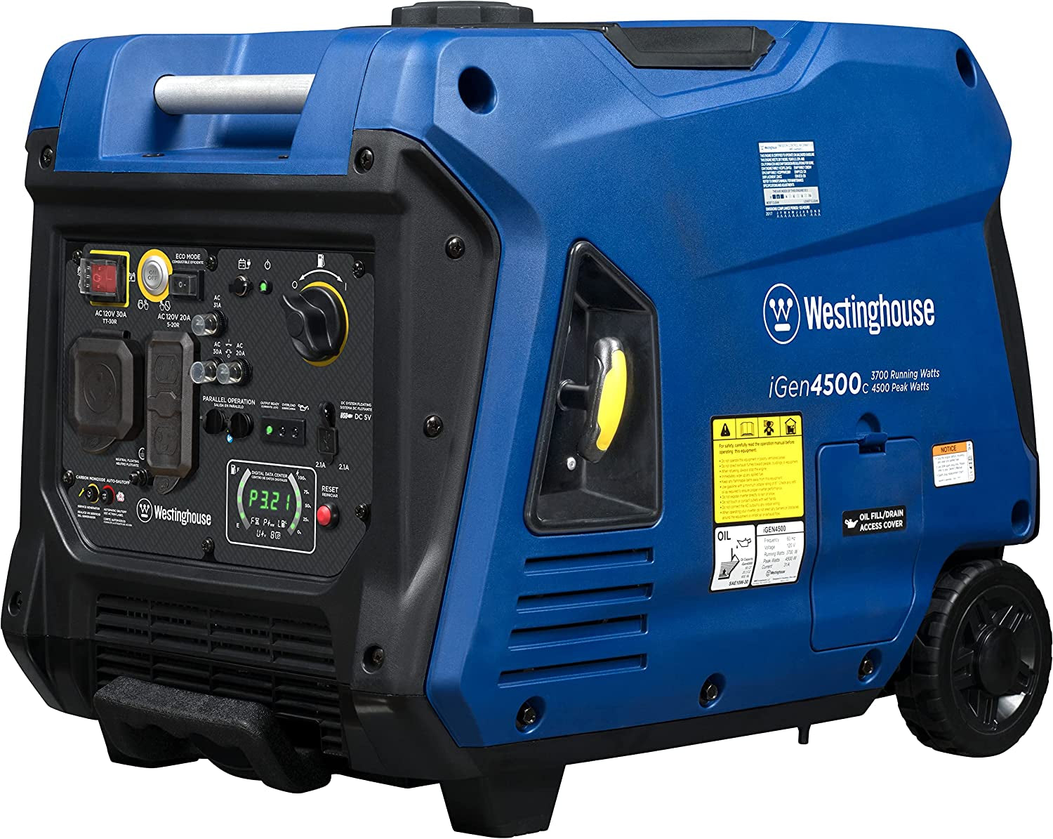 4500 Peak Watt Super Quiet Portable Inverter Generator, Remote Electric Start with Auto Choke, RV Ready 30A Outlet, Gas Powered, CO Sensor, Parallel Capable